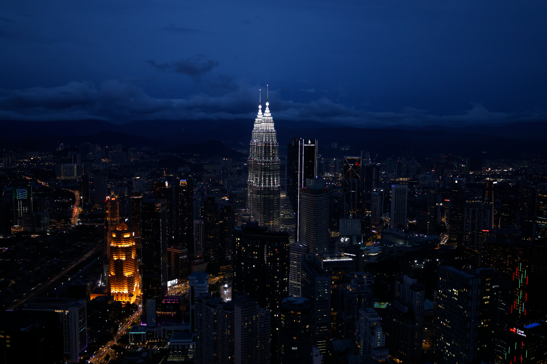 Kuala Lumpur skyline at blue hour