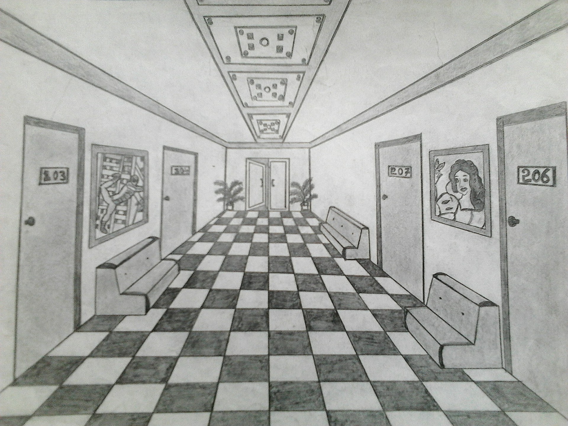 One-point perspective — corridor